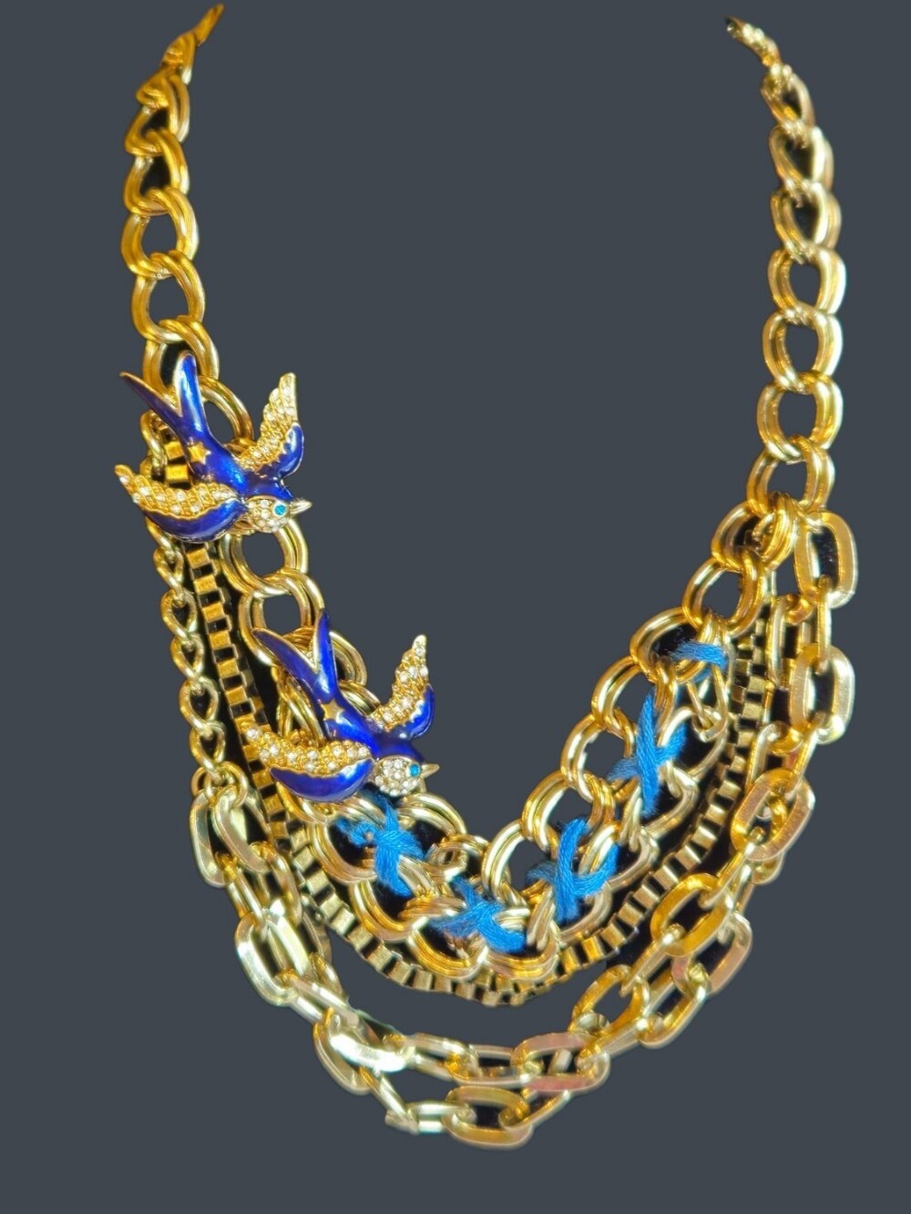 🐦Betsey Chunky Layered Bluebird Sparrow Star Necklace - EPC